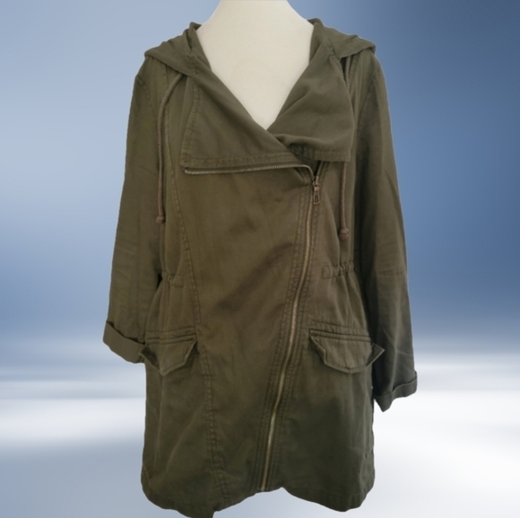 OLD Navy Army Green Hooded Utility Jacket Size S - Picture 3 of 7